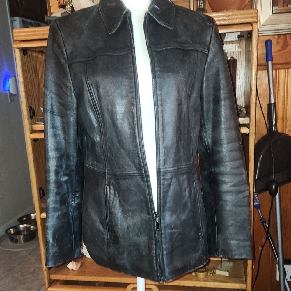 Nine West Dark Leather Jacket
